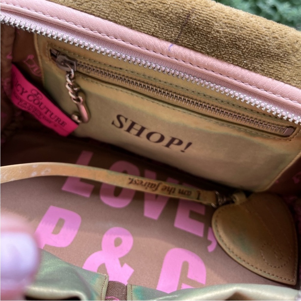Juicy Pink & Green Velour Bowler Bag - Picture 7 of 10